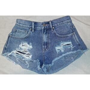 Bullhead Denim Co. High-Rise Cutoff Jean Shorts Size 23 Women’s Blue Frayed Hem
